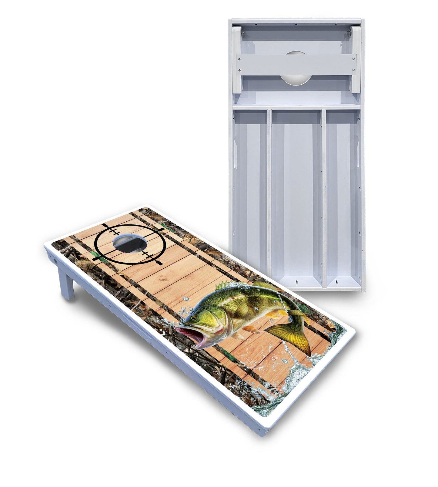 Scope Deer & Fish Plank Cornhole Boards - All Weather Series