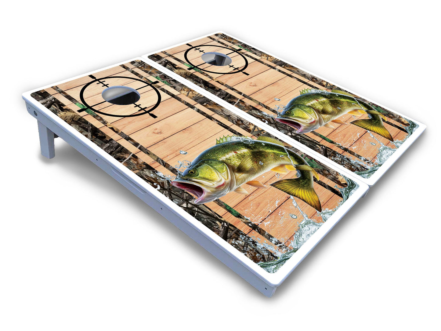 Scope Deer & Fish Plank Cornhole Boards - All Weather Series