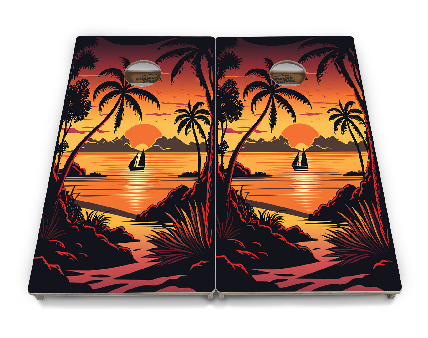 Beach Sunset Cornhole Boards - Professional Tournament Series