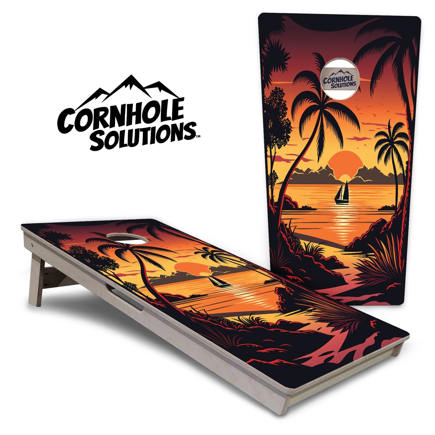 Beach Sunset Cornhole Boards - Professional Tournament Series