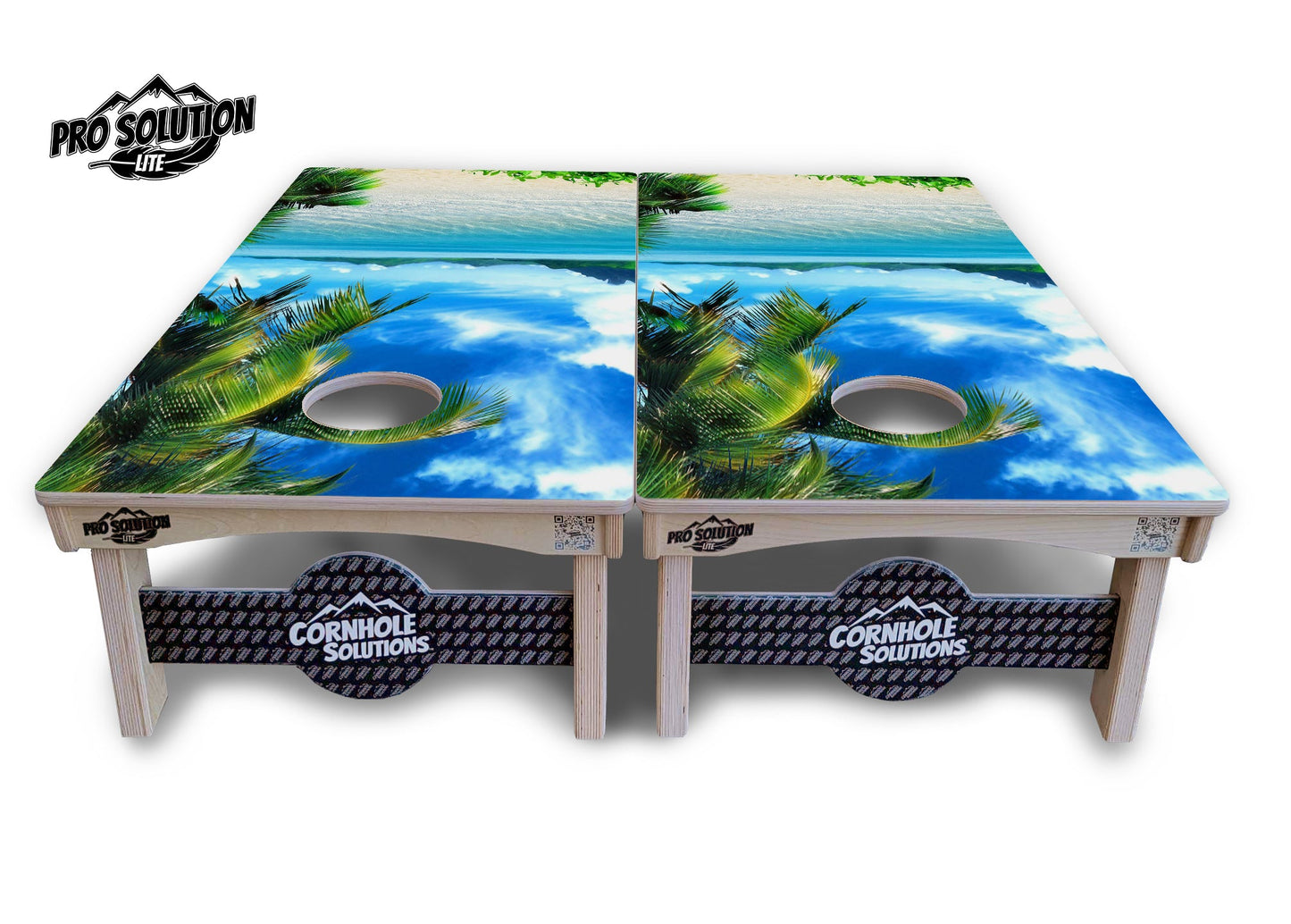 Beach Mountain Scene Cornhole Boards - Pro Solution Lite Series