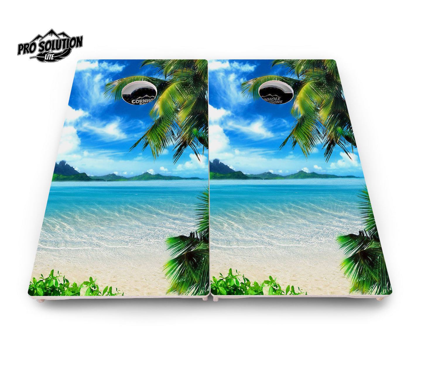 Beach Mountain Scene Cornhole Boards - Pro Solution Lite Series