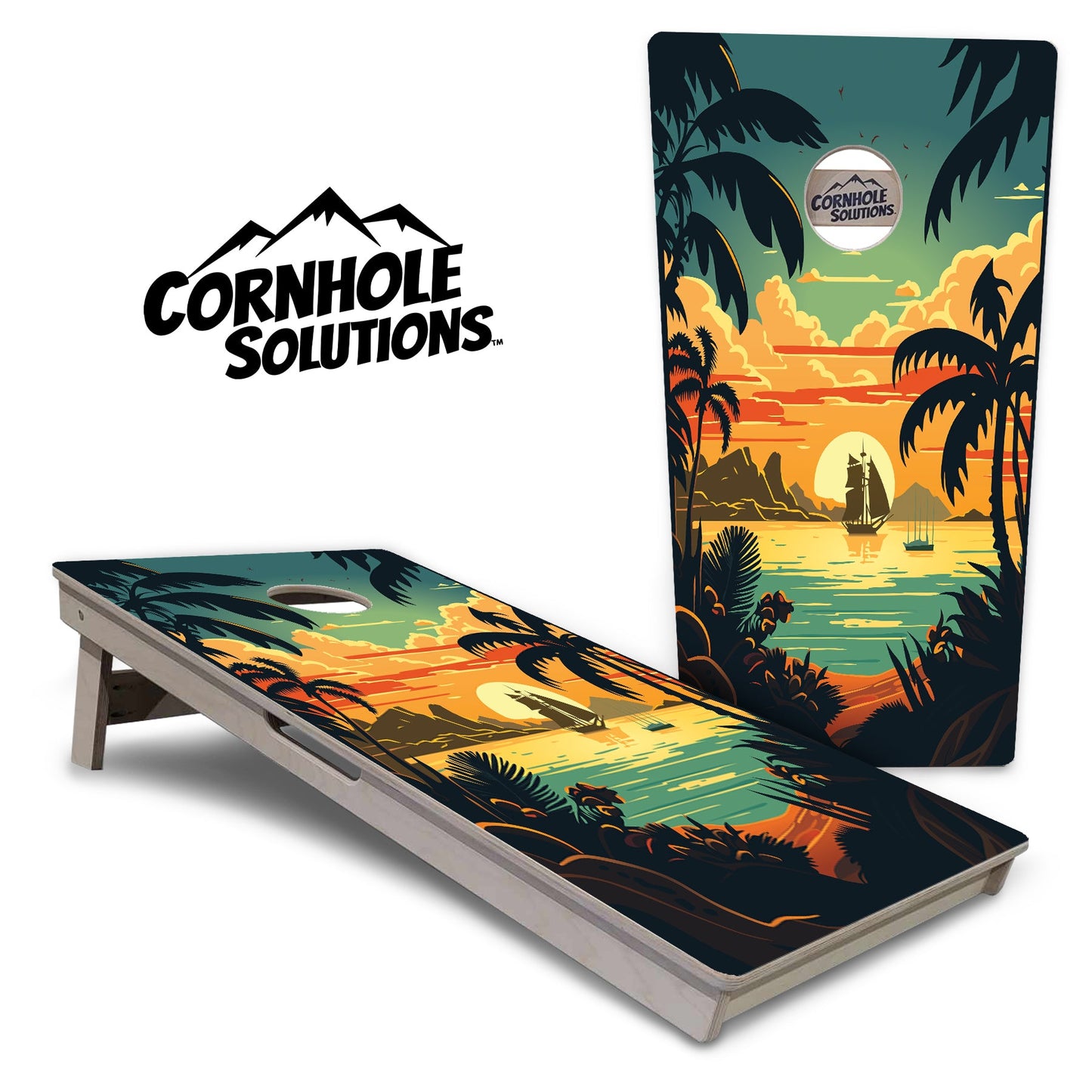 Beach Sunset Cornhole Boards - Professional Tournament Series