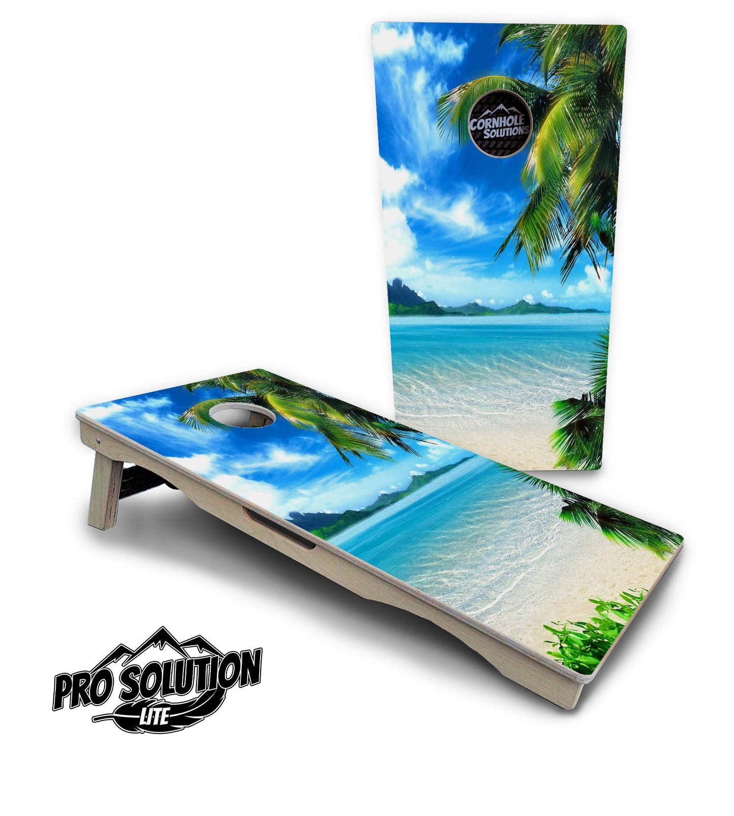 Beach Mountain Scene Cornhole Boards - Pro Solution Lite Series