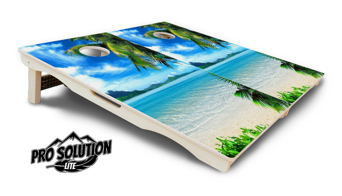 Beach Mountain Scene Cornhole Boards - Pro Solution Lite Series