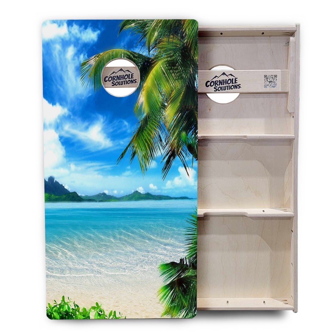 Beach Mountain Scene Cornhole Boards – Tournament Series