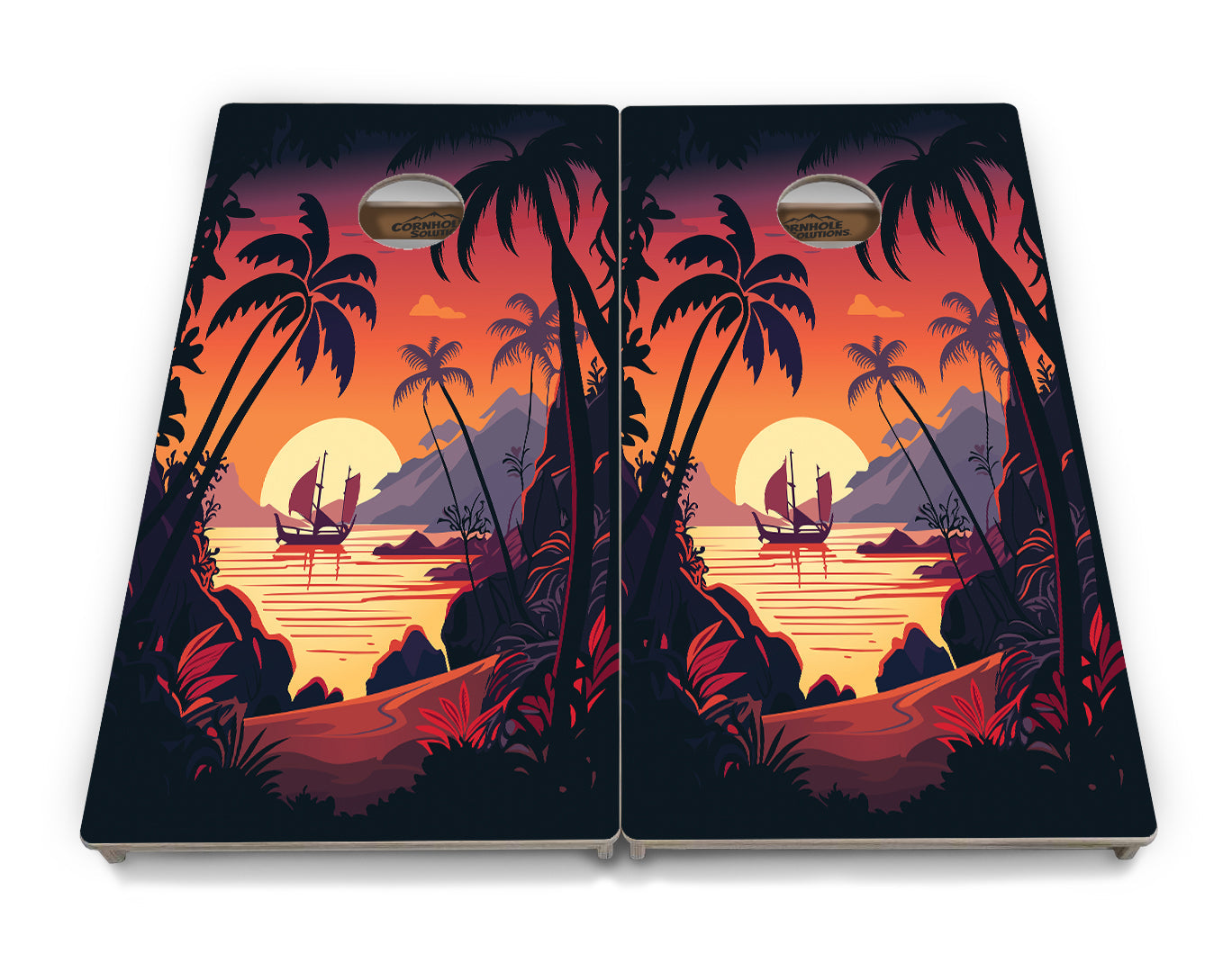 Beach Sunset Cornhole Boards - Professional Tournament Series