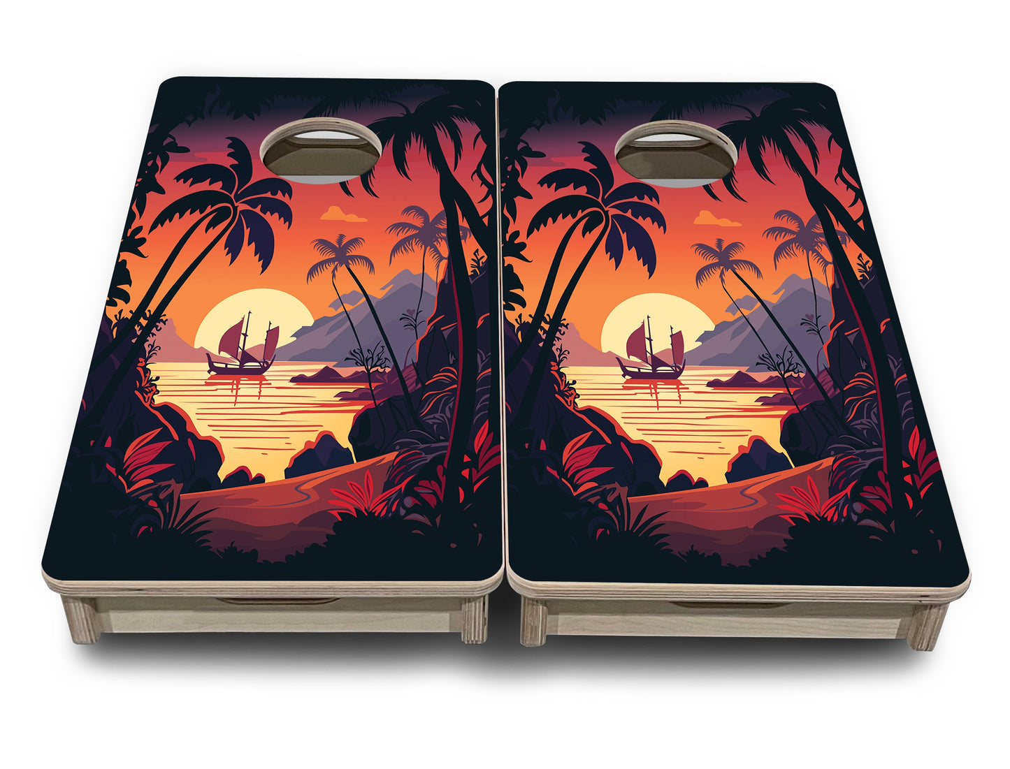 Beach Sunset - Mini or Vacation Size Cornhole Boards