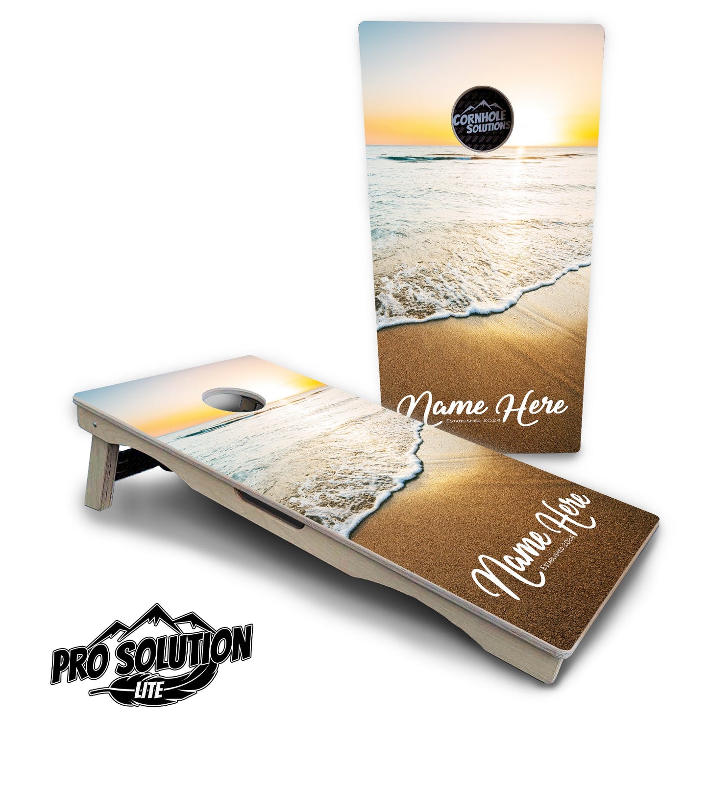 Beach Sunset Cornhole Boards - Pro Solution Lite Series