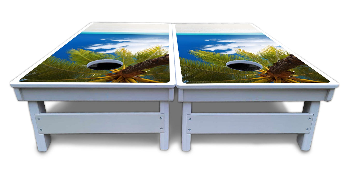 Beach Palm Tree Cornhole Boards - All Weather Series
