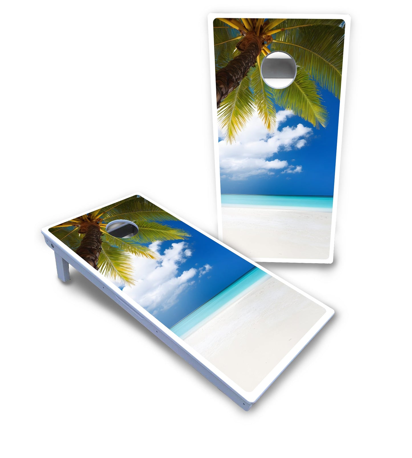 Beach Palm Tree Cornhole Boards - All Weather Series