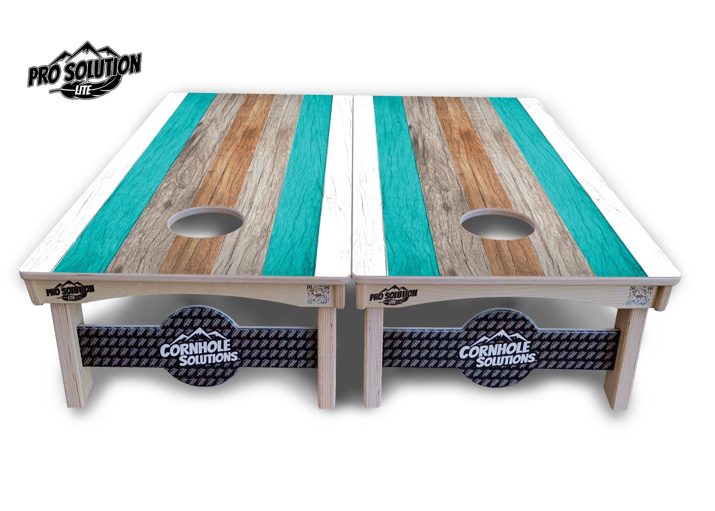 Beach Theme Stripe Cornhole Boards - Pro Solution Lite Series