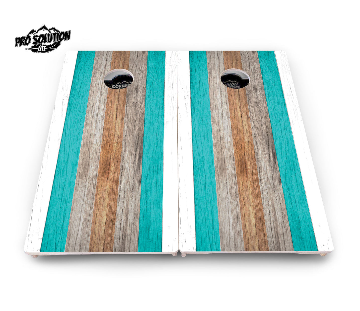 Beach Theme Stripe Cornhole Boards - Pro Solution Lite Series