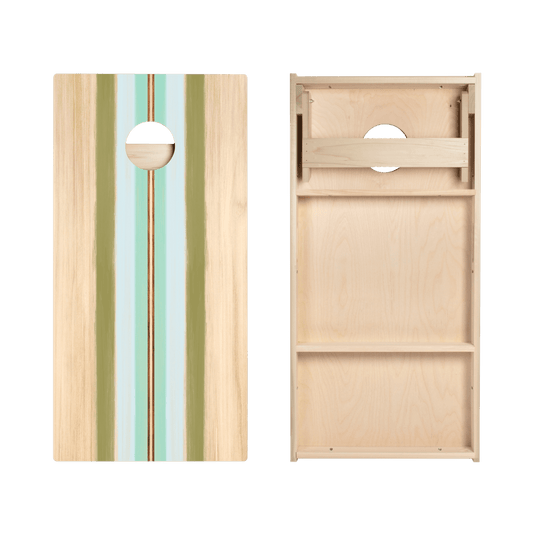 Beachy Retro Stripes Star Cornhole Boards