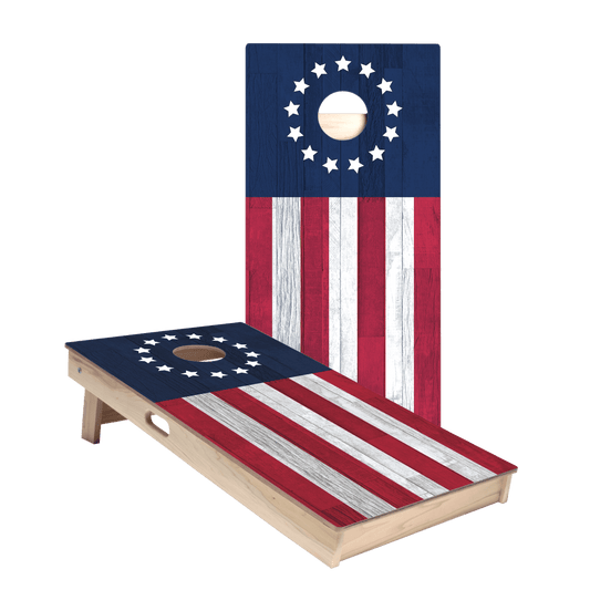 Betsy Ross Flag Star Cornhole Boards