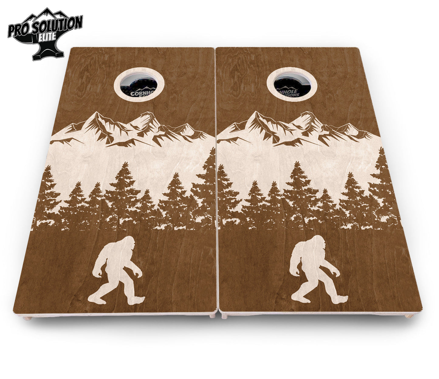 Bigfoot Mountain Scene Cornhole Boards - Pro Solution Elite Series