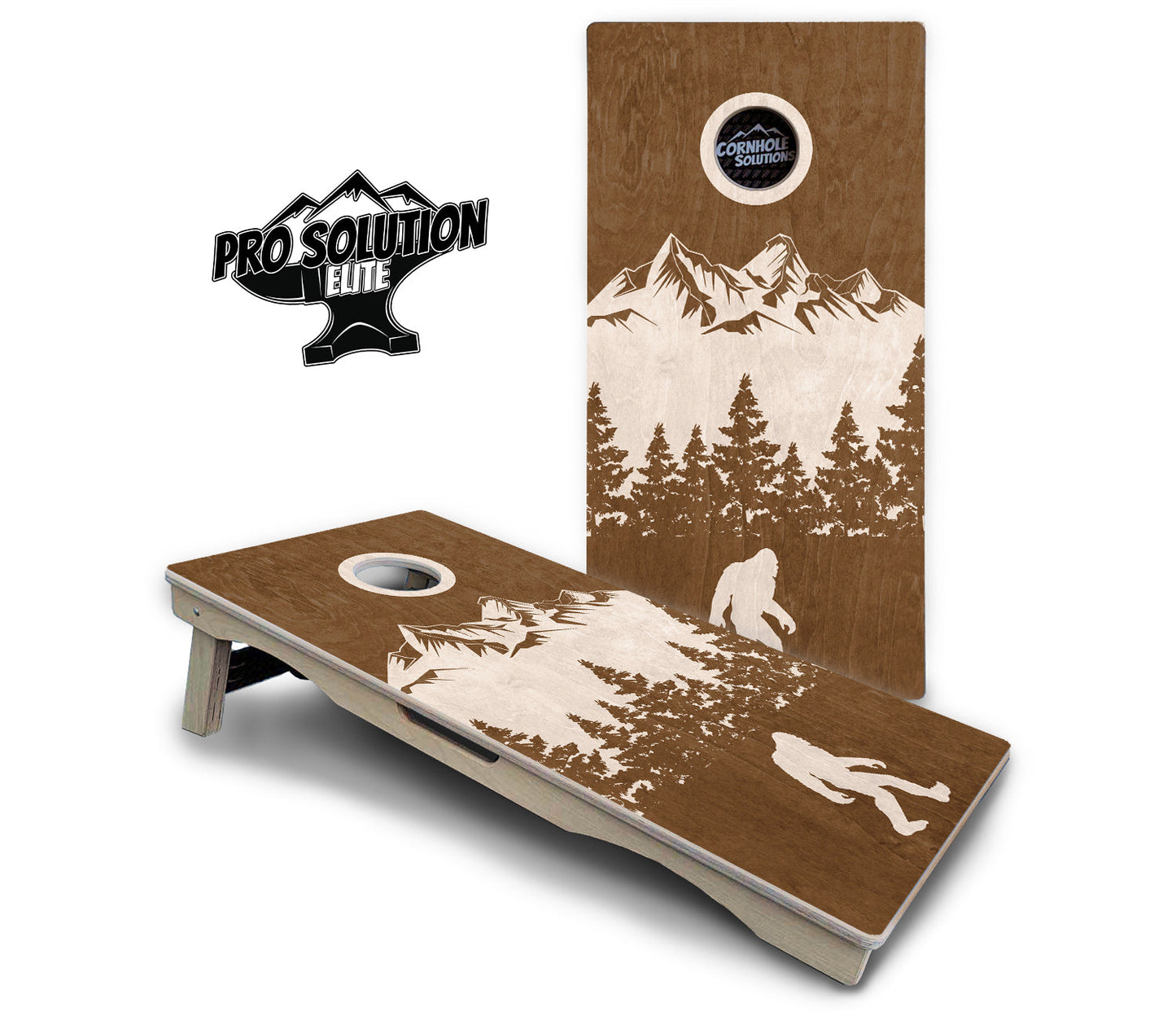 Bigfoot Mountain Scene Cornhole Boards - Pro Solution Elite Series