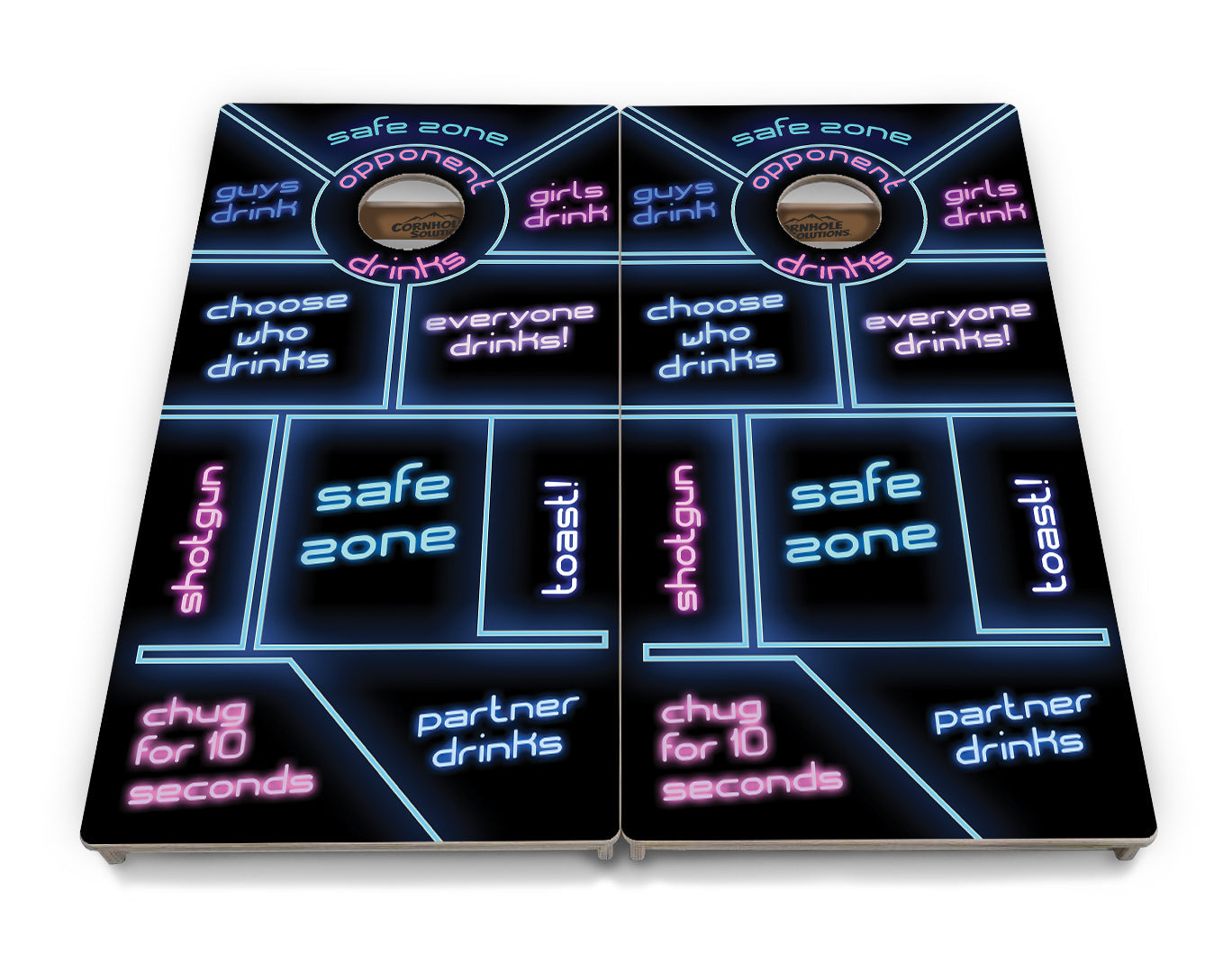 Drinking Game Black Background Cornhole Boards - Professional Tournament Series
