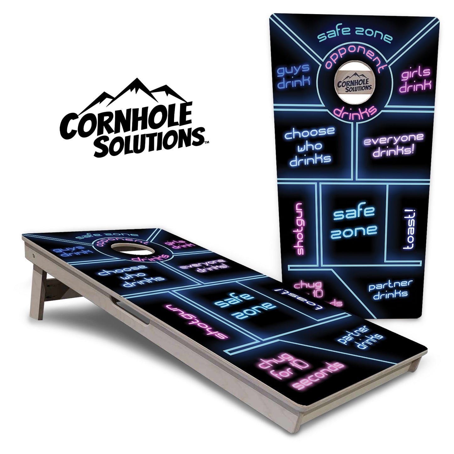 Drinking Game Black Background Cornhole Boards - Professional Tournament Series