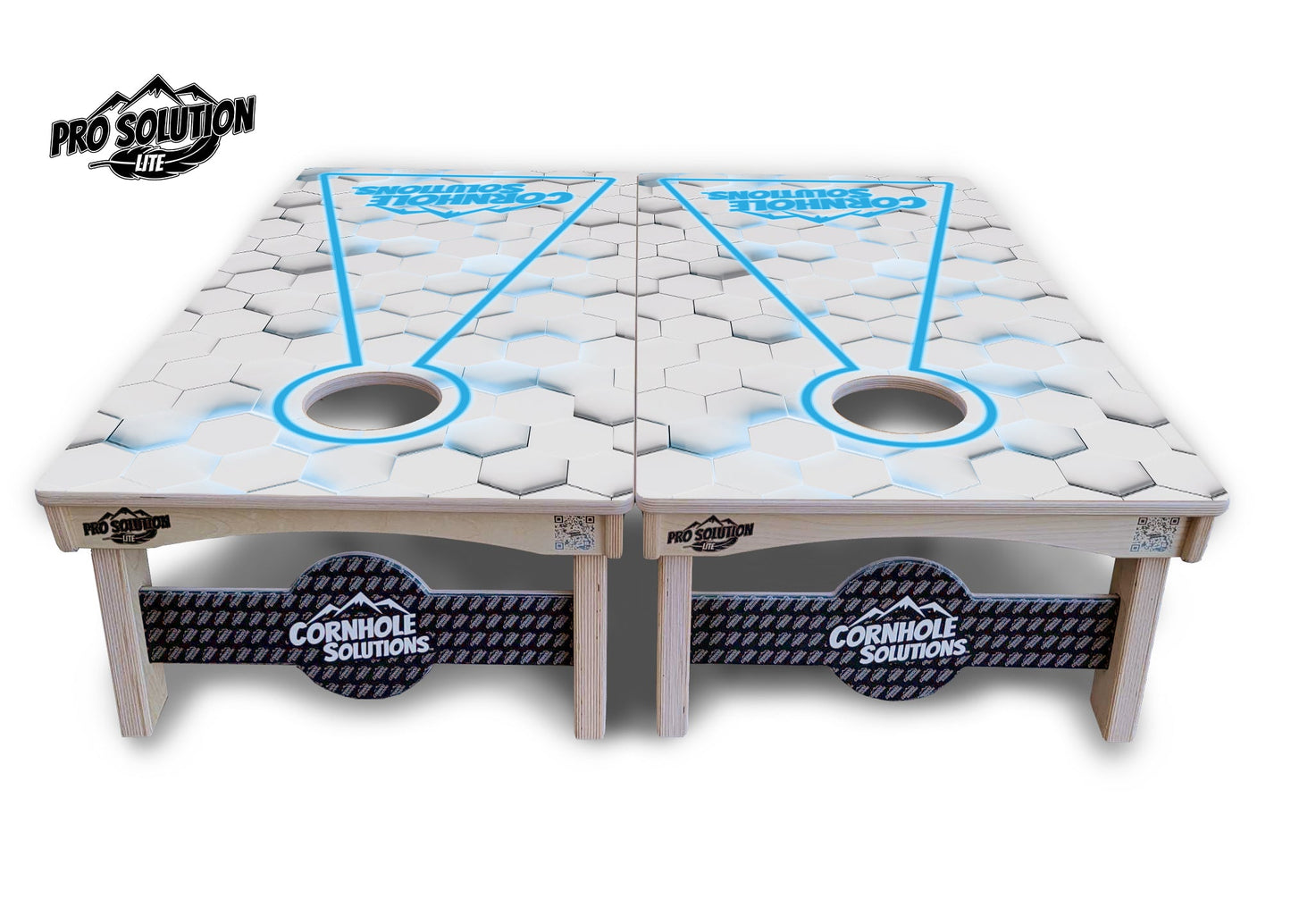 Glow Hole White Cornhole Boards - Pro Solution Lite Series
