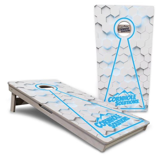 Glow Hole White Background Cornhole Boards - Professional Tournament Series