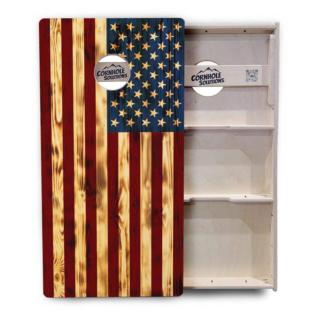 Burnt Color Flag Cornhole Boards - Professional Tournament Series