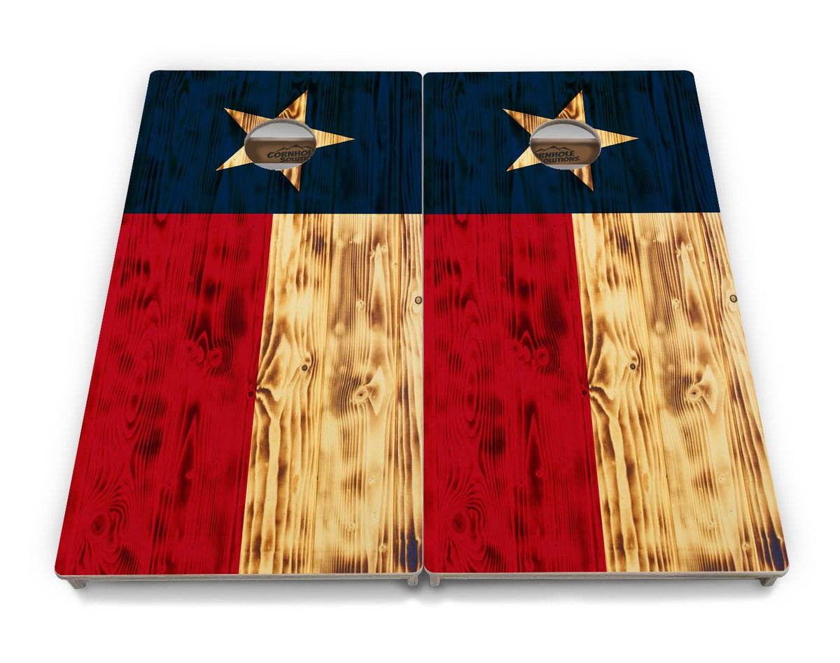 Burnt Texas Flag Cornhole Boards – Tournament Series