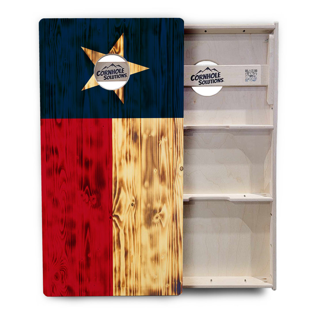 Burnt Texas Flag Cornhole Boards - Professional Tournament Series