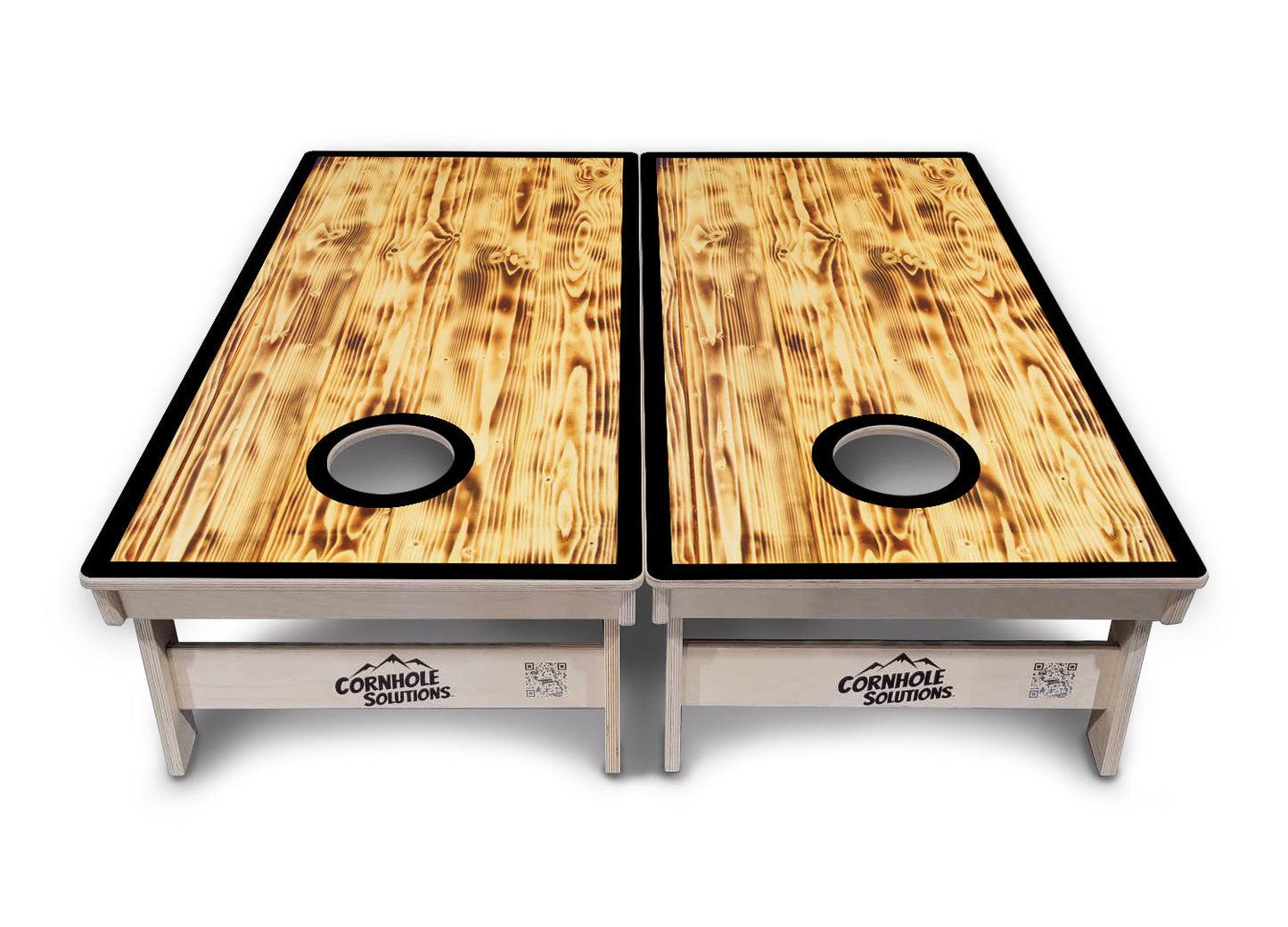 Burnt Wood Black Border Cornhole Boards - Professional Tournament Series