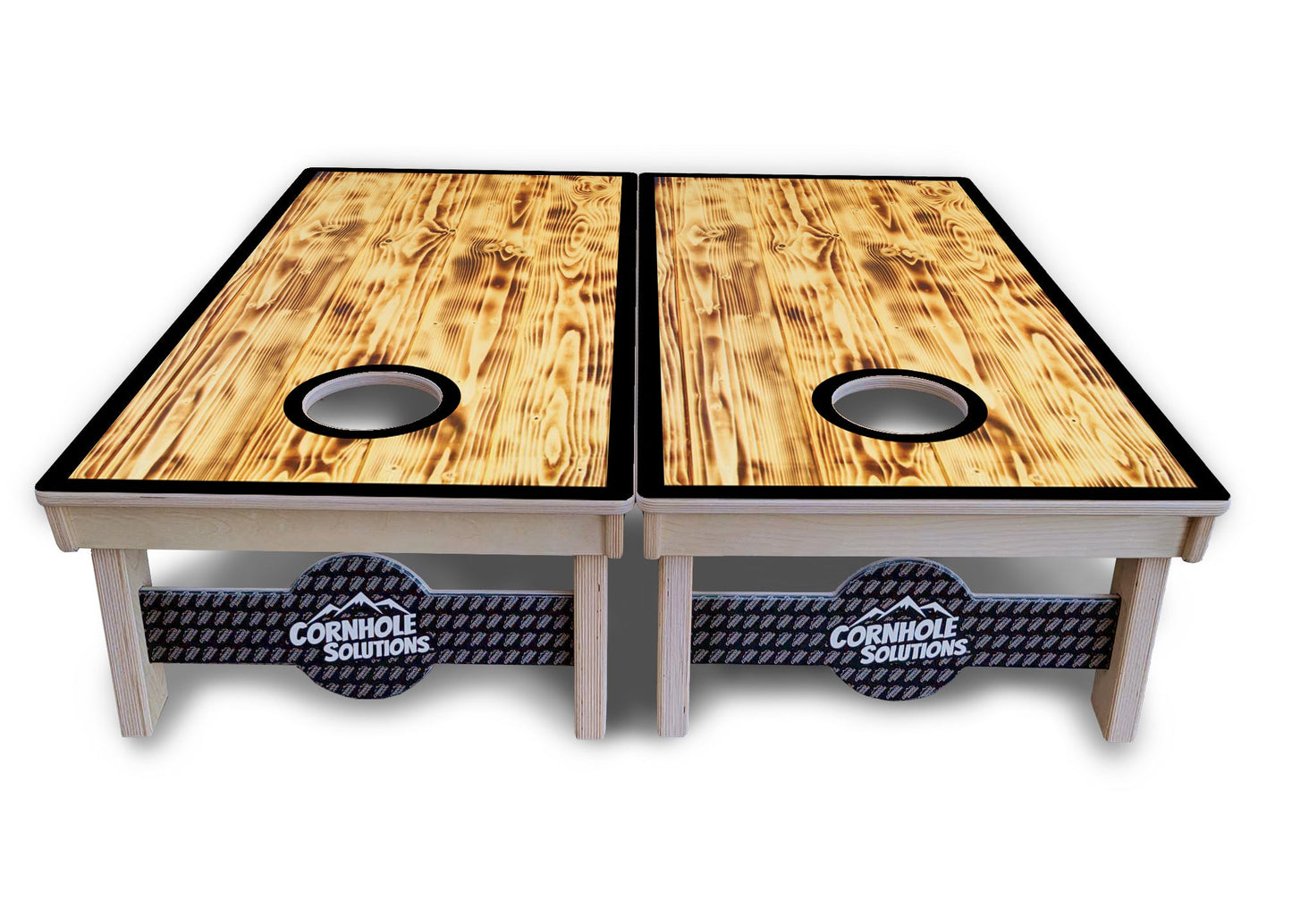 Burnt Wood Black Border Cornhole Boards - Professional Tournament Series