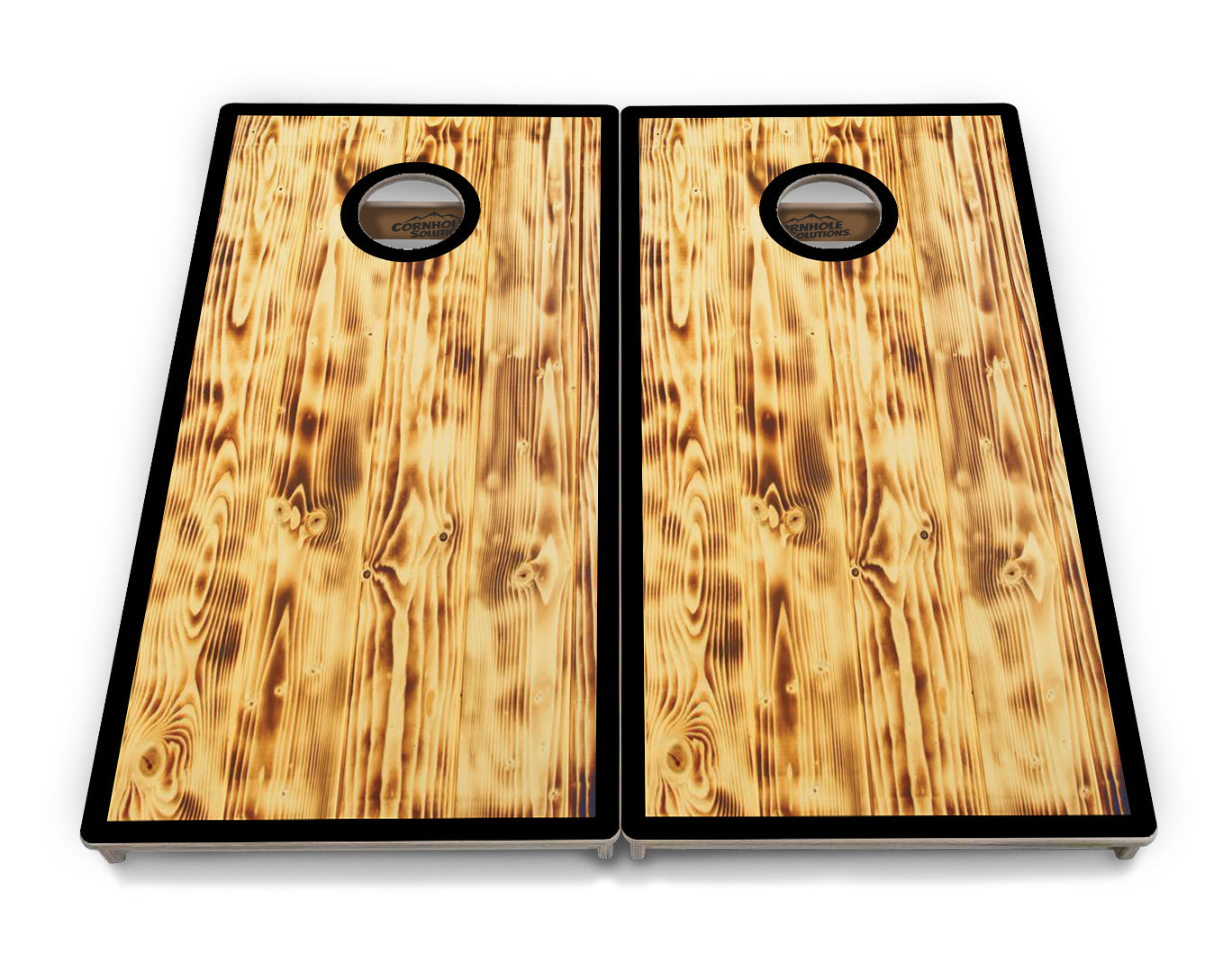 Burnt Wood Black Border Cornhole Boards - Professional Tournament Series