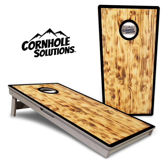 Burnt Wood Black Border Cornhole Boards - Professional Tournament Series