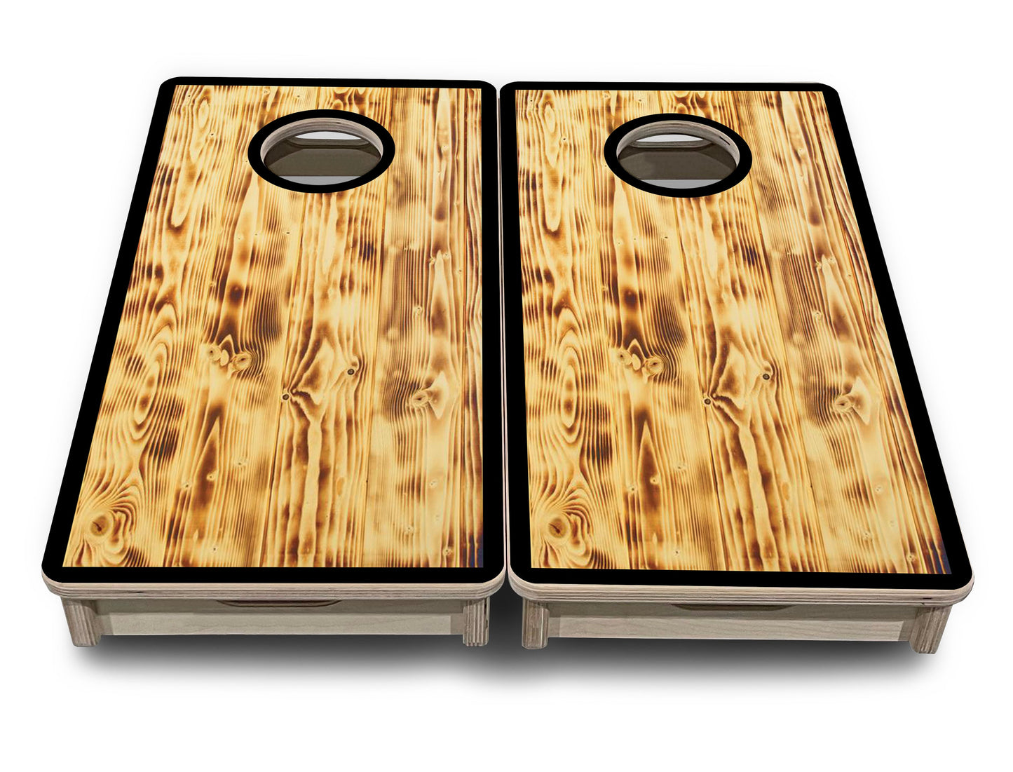 Burnt Wood Black Border - Mini or Vacation Size Cornhole Boards