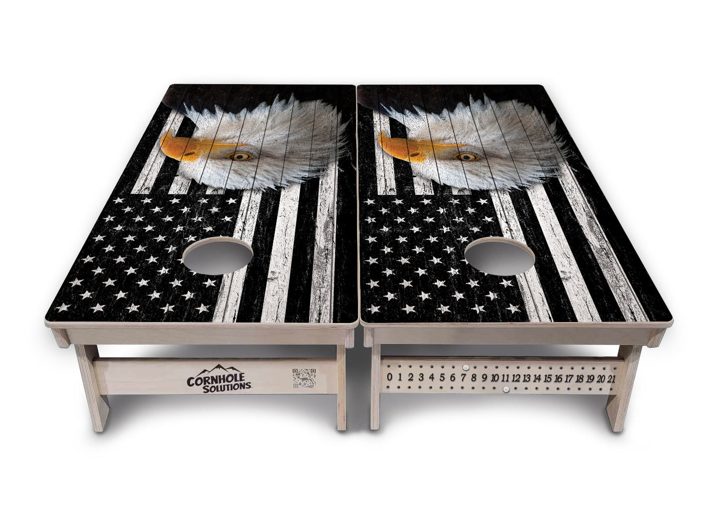 Black & White Eagle Flag Cornhole Boards - Professional Tournament Series