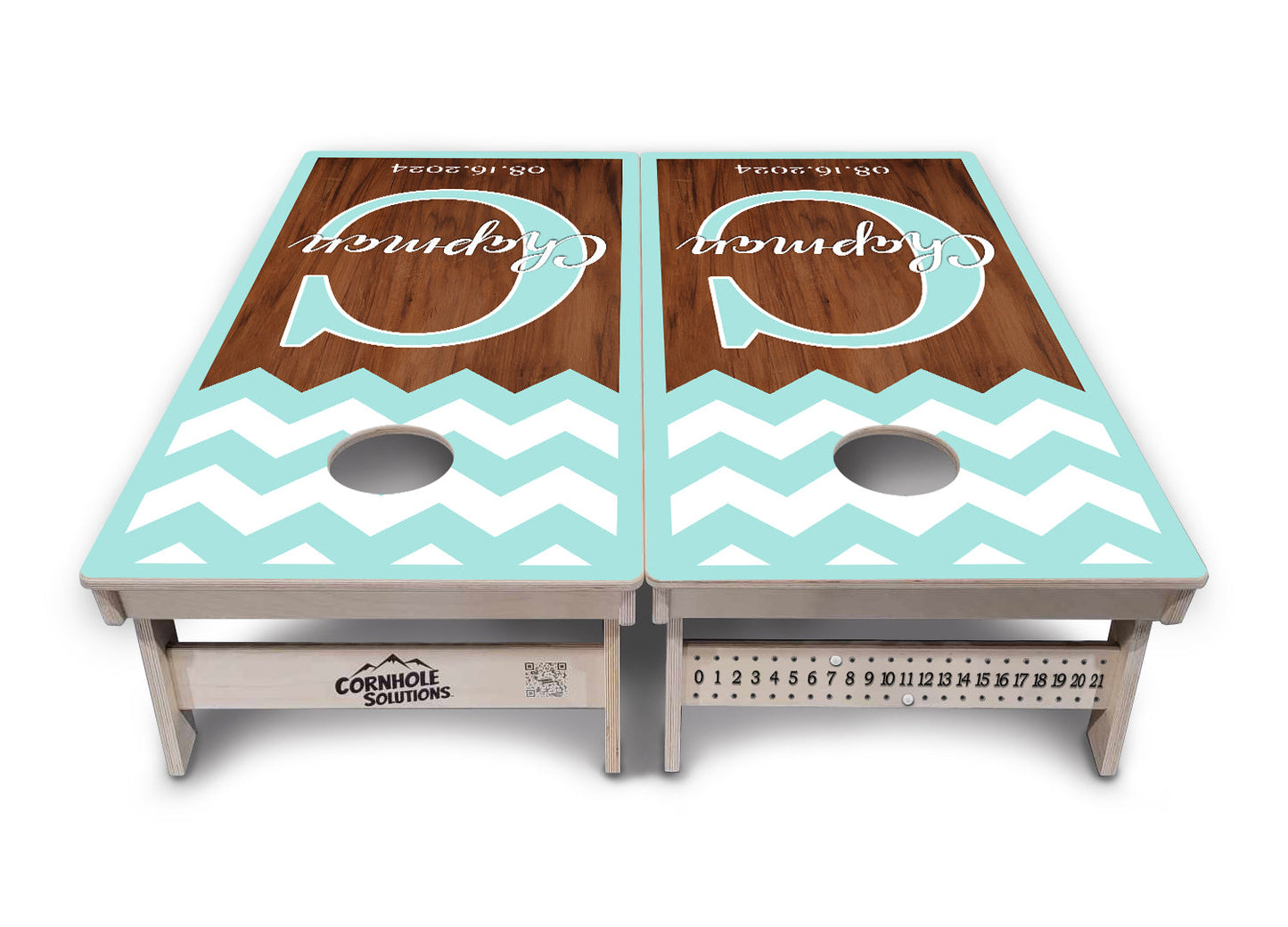 Mint Chevron Cornhole Boards - Professional Tournament Series