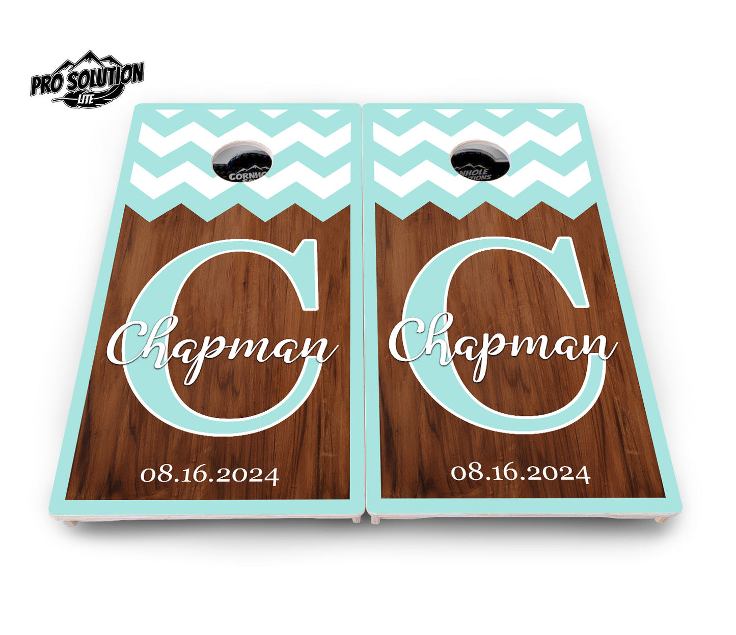 Mint Chevron Cornhole Boards - Pro Solution Lite Series