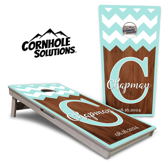 Mint Chevron Cornhole Boards - Professional Tournament Series