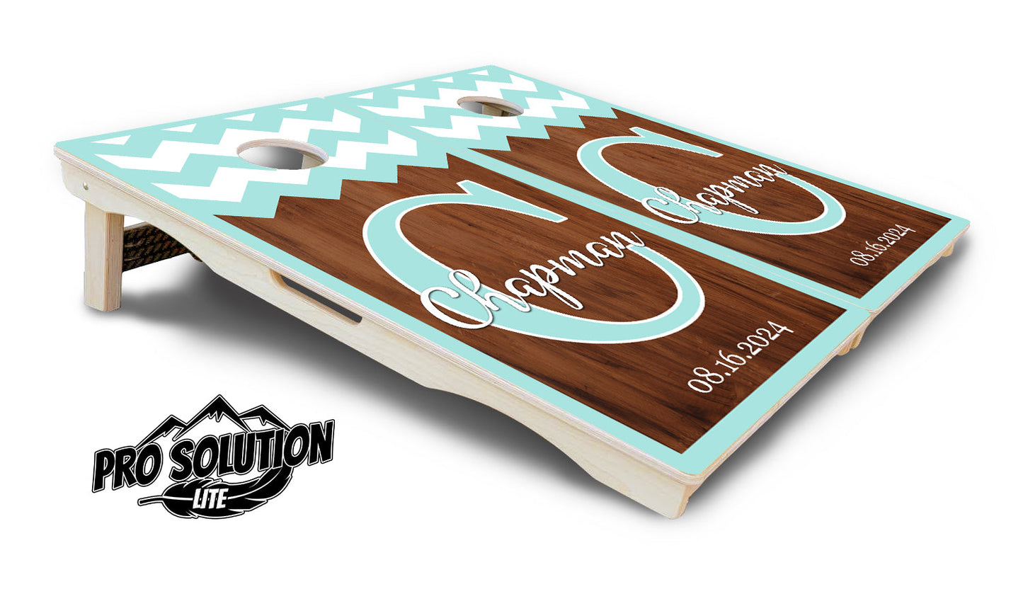 Mint Chevron Cornhole Boards - Pro Solution Lite Series