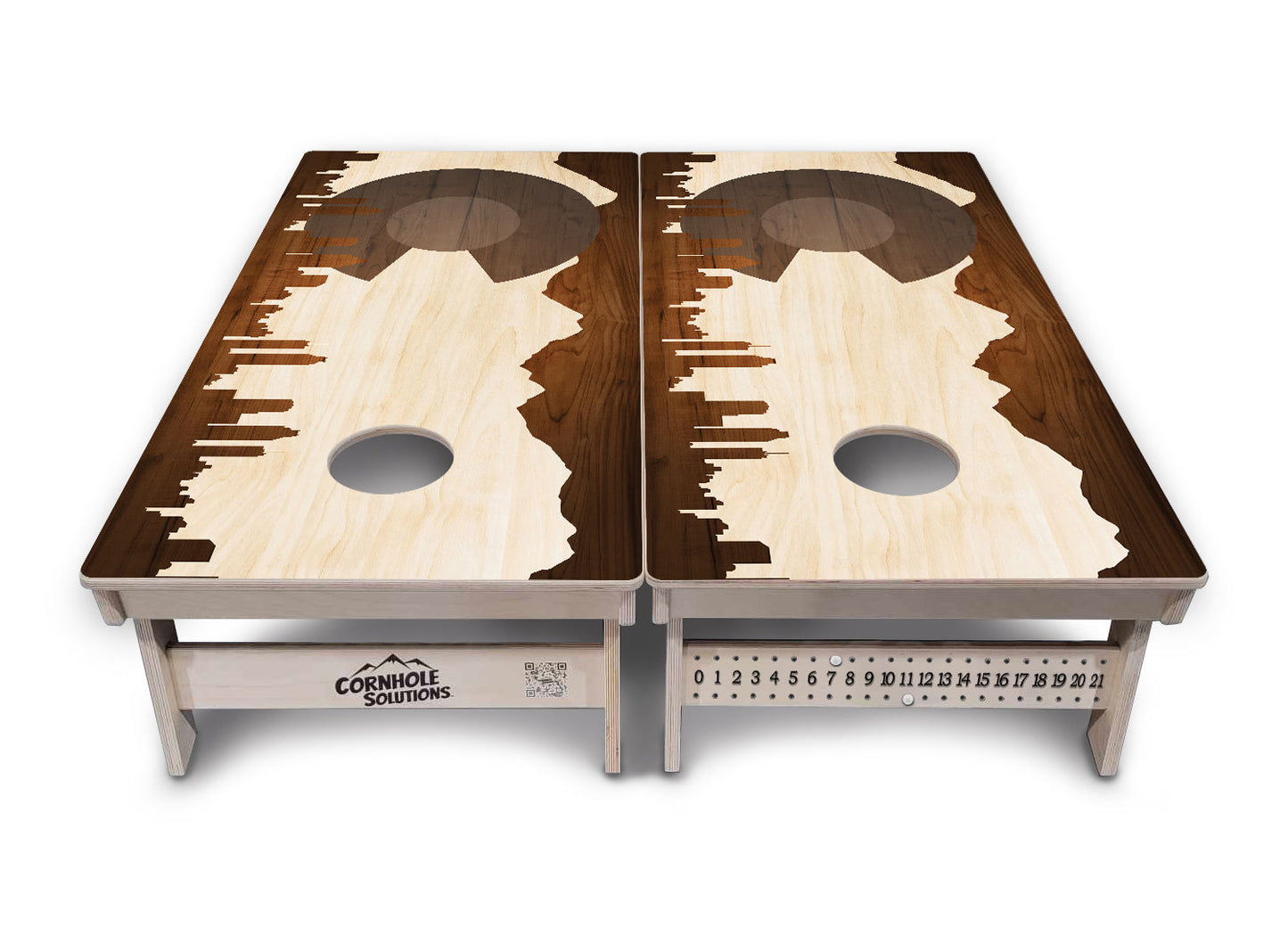 Colorado Natural Wood Skyline Cornhole Boards - Professional Tournament Series