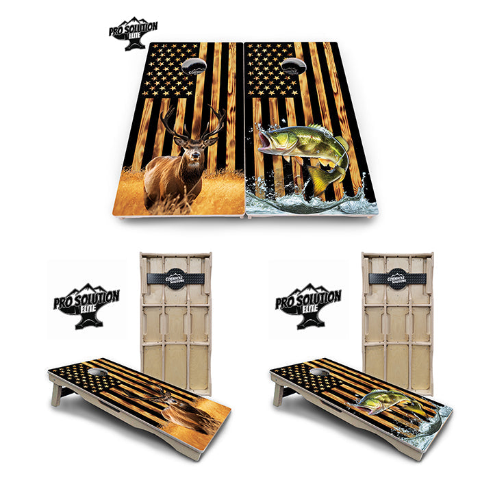 Colorful Deer & Fish Cornhole Boards - Pro Solution Elite Series