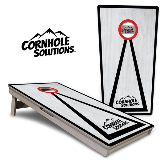 Red/Black Hole Ring Grey Wash Cornhole Boards - Professional Tournament Series