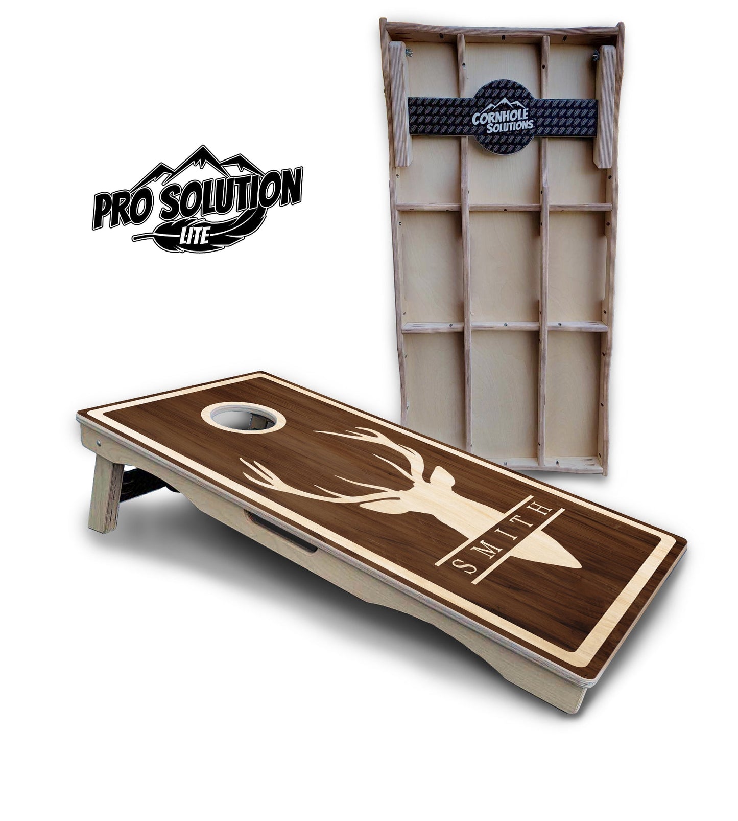 Deer Head Name Cornhole Boards - Pro Solution Lite Series