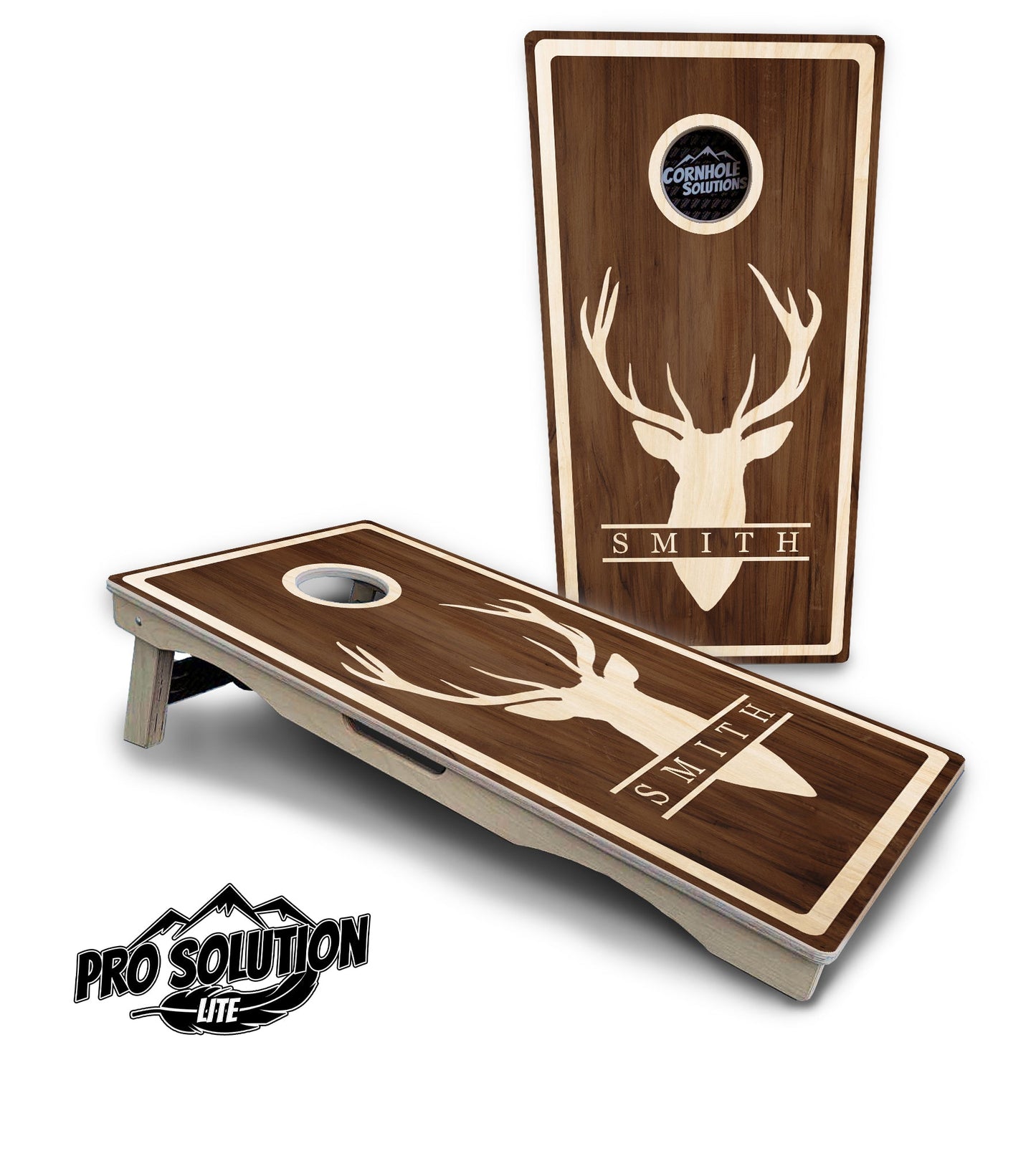 Deer Head Name Cornhole Boards - Pro Solution Lite Series