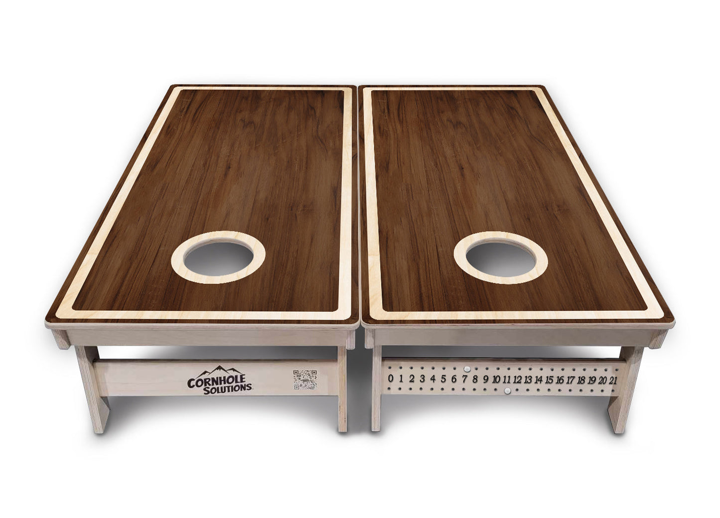 Dark Wood Natural Border Cornhole Boards - Professional Tournament Series