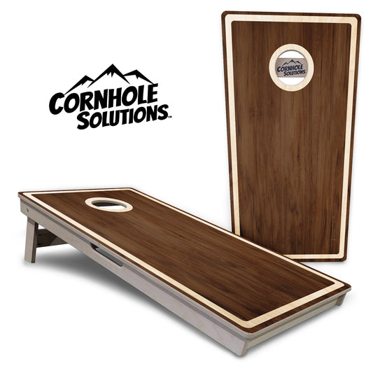 Dark Wood Natural Border Cornhole Boards - Professional Tournament Series