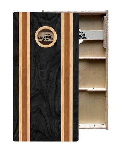 Tournament Quality Cornhole Boards - Dark Wood Stripes