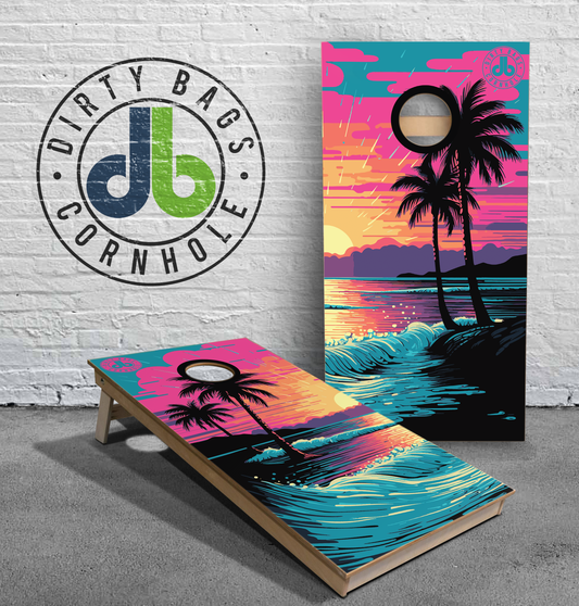Tournament Cornhole Boards - Neon Sunset