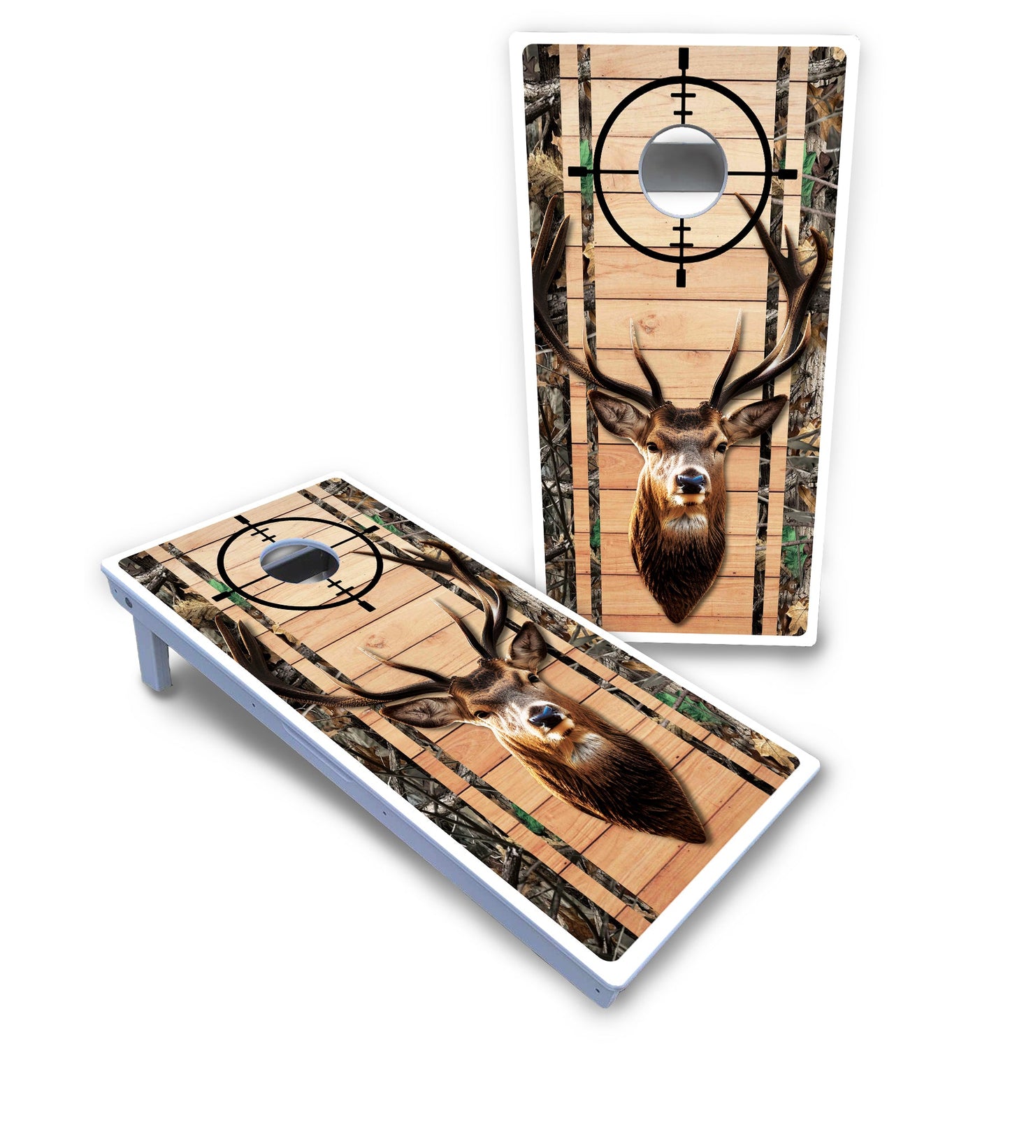 Scope Deer & Fish Plank Cornhole Boards - All Weather Series