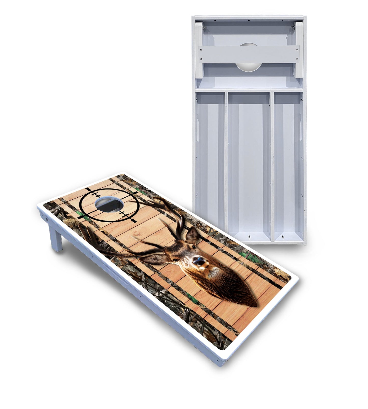 Scope Deer & Fish Plank Cornhole Boards - All Weather Series