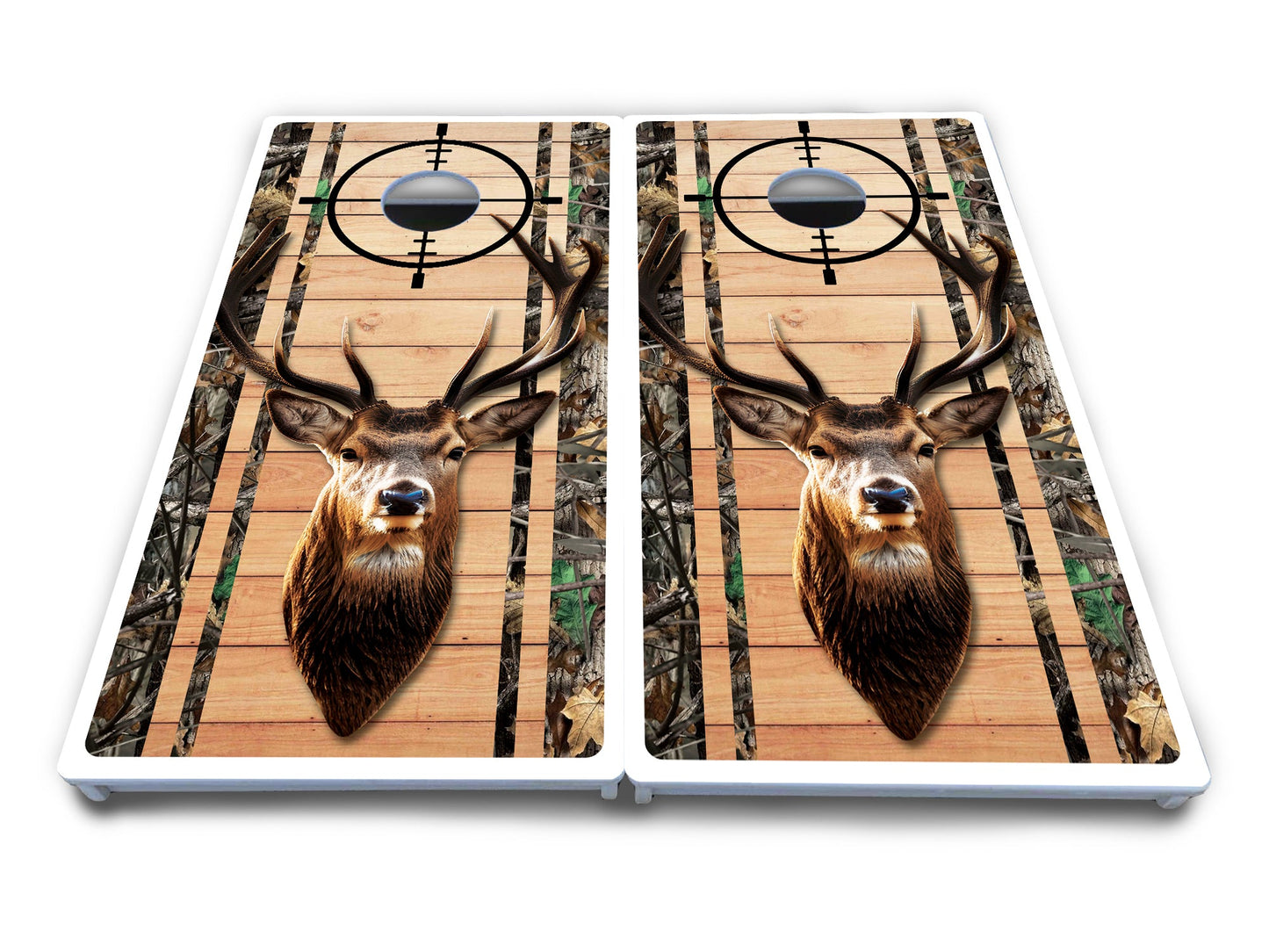 Scope Deer & Fish Plank Cornhole Boards - All Weather Series